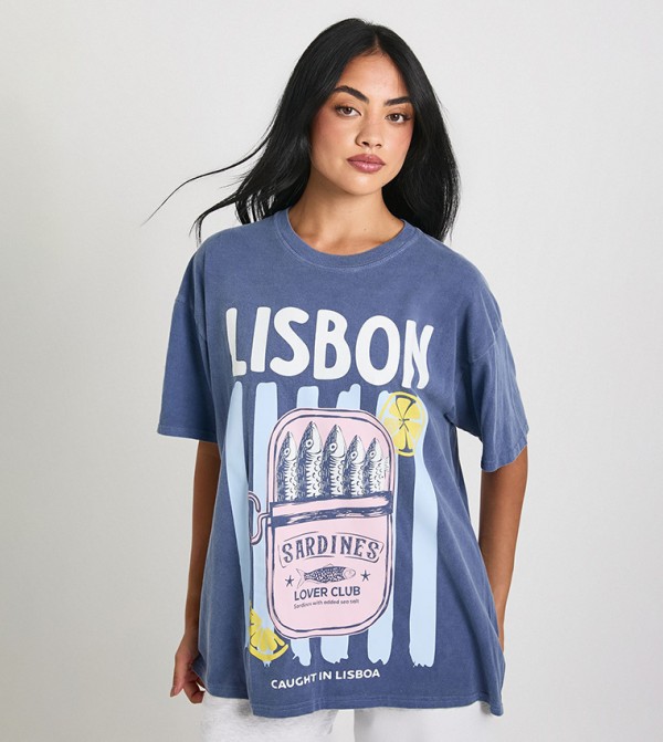 Printed Crew Neck Oversized T-Shirt