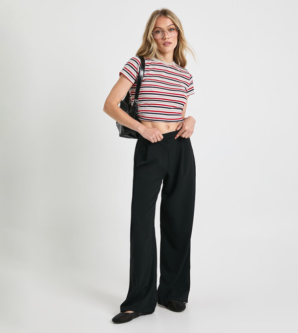 Petite Solids Wide Leg Trousers