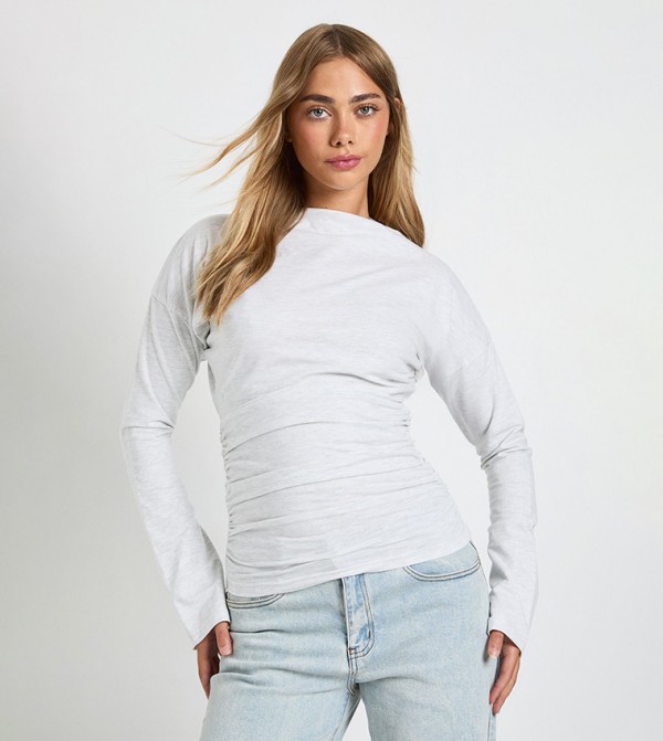 Slashed Long Sleeves Top
