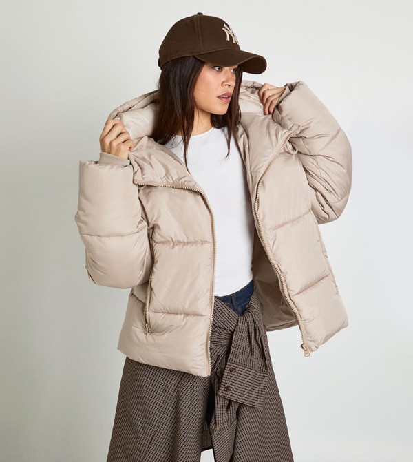 جاكيت بفر مبطن بهودي للمقاسات الطويلة