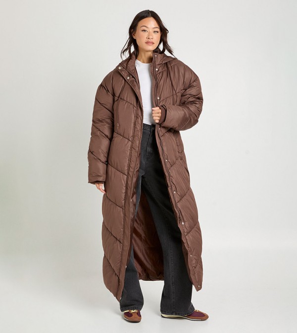 Tall Hooded Quilted Puffer Coat