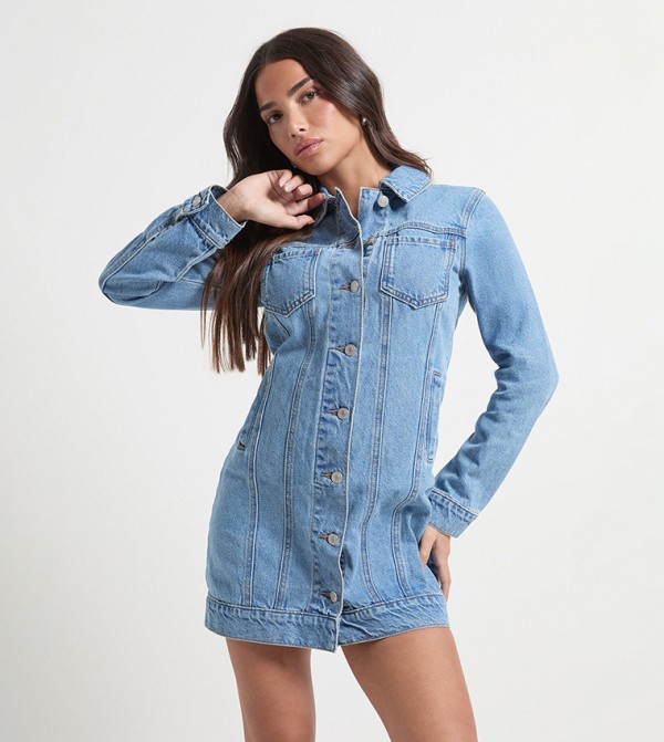 Petite Western Denim Mini Dress