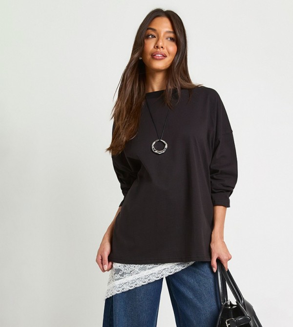 Solid Long Sleeves Oversized T-Shirt