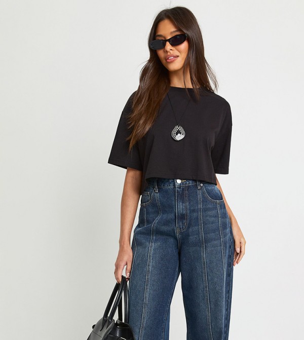 Short Sleeves Oversized Crop T-Shirt