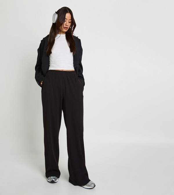 Tall Ribbed Wide Leg Trousers