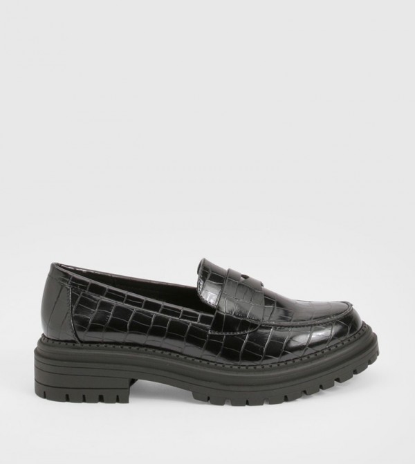 Chunky Croc Strap Detail Loafers
