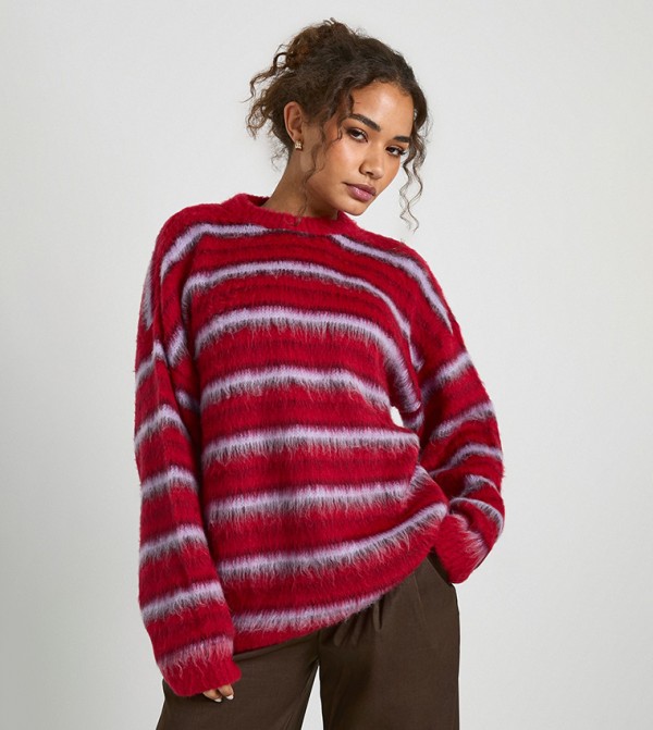 Super Soft Chunky Striped Oversized Knitted Sweater