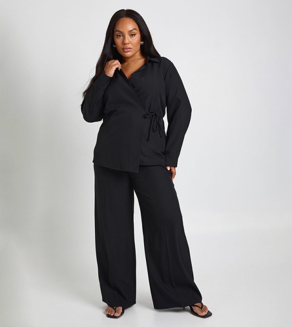 بنطال واسع منسوج للمقاسات الكبيرة 