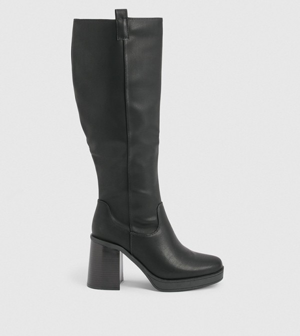 Block Heel Knee High Boots