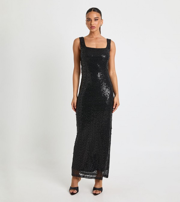 فستان ماكسي ترتر بياقة مربعة