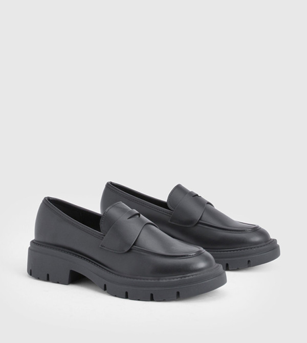 Textured Panel Detail Chunky Loafers