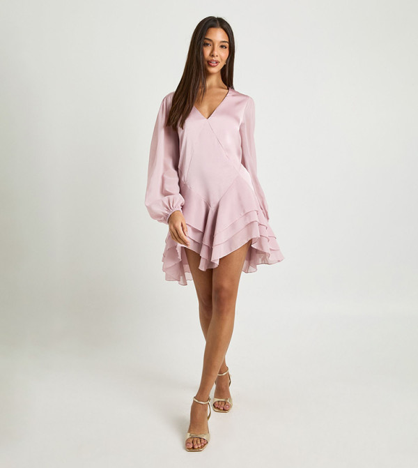 Chiffon Mix Panelled Smock Mini Dress