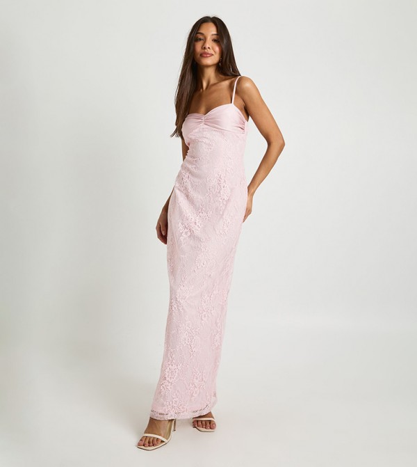 Lace Mix Strappy Slip Dress