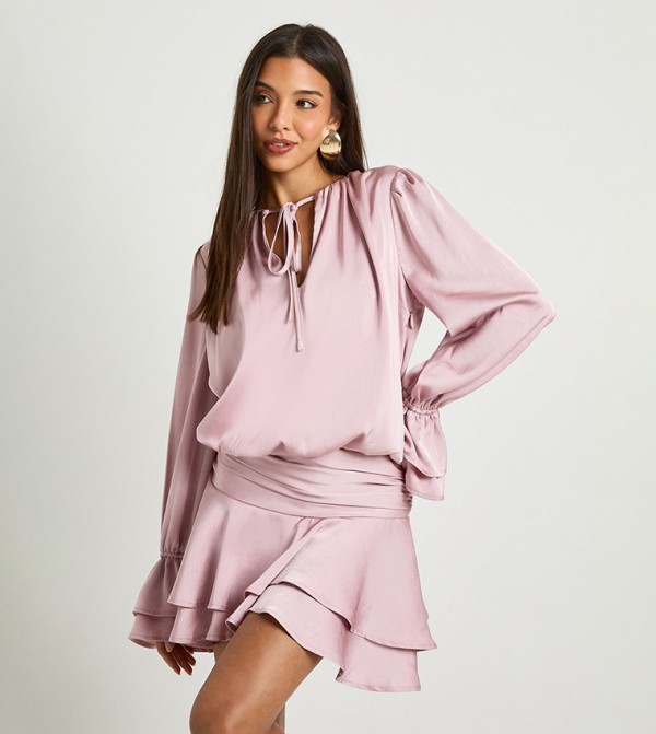 Drop Waist Chiffon Skater Dress