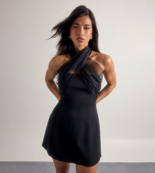 Tulle Halterneck Mini Dress