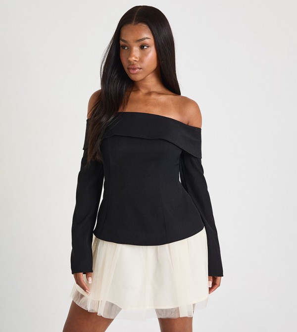 Tulle Bardot Tailored Mini Dress