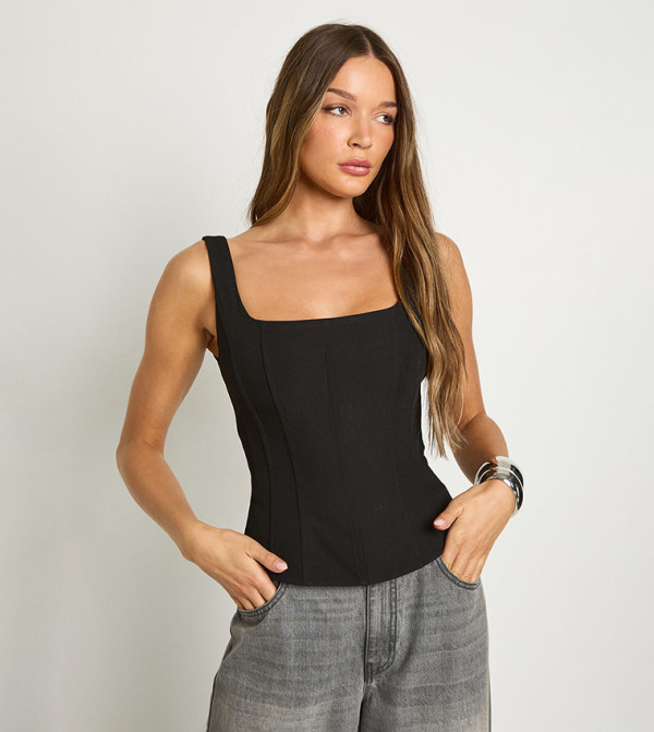 Structured Crepe Corset Sleeveless Top