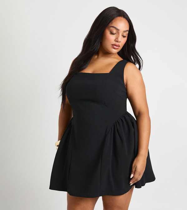 Curve Square Neck Skater Mini Dress