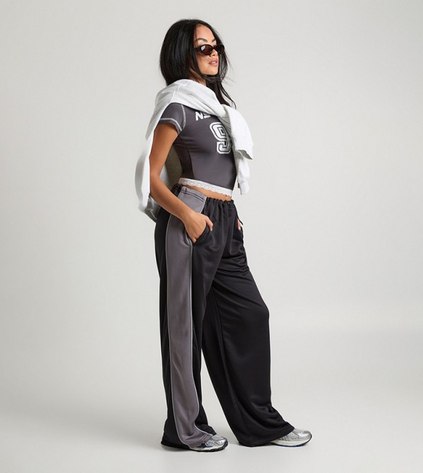 Tricot Contrast Side Panel Adjustable Cuff Sweatpants
