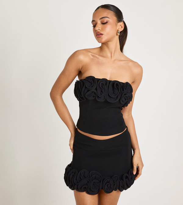 Rosette Trim Mini Skirt