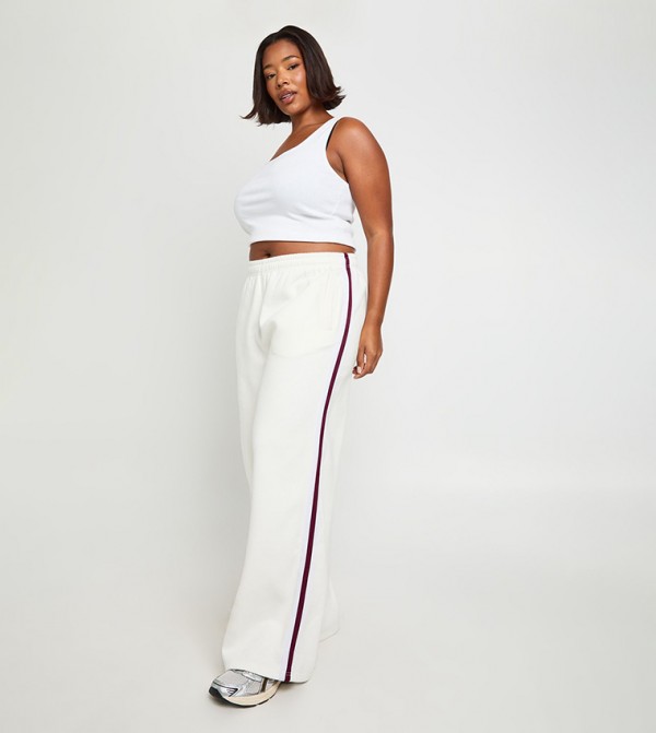 Curve Side Striped Wide Leg Sweatpants