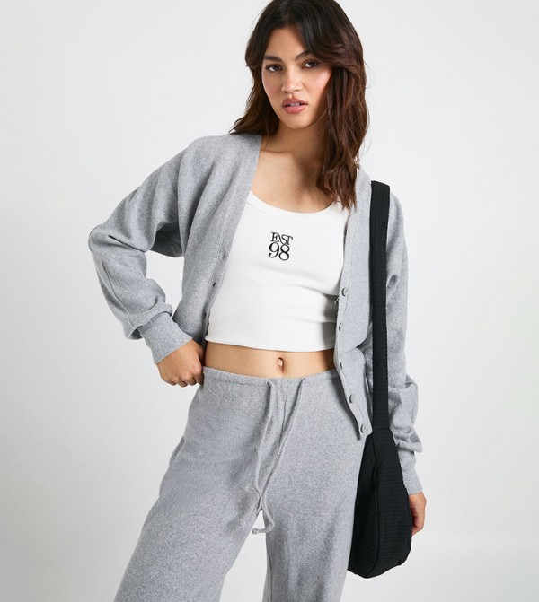 Brushed Rib V-Neck Cardigan