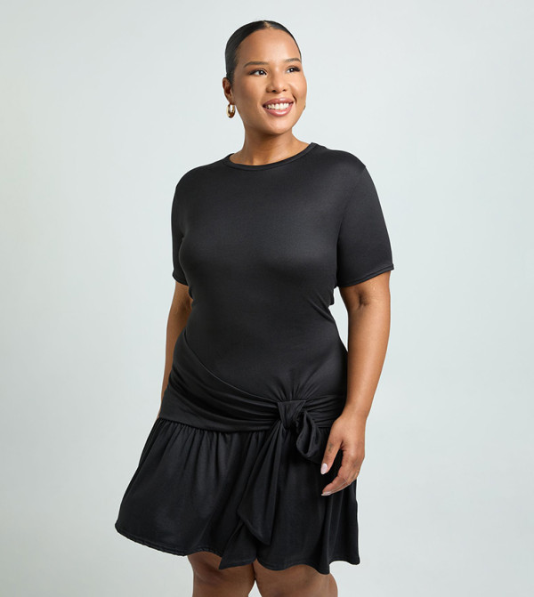 Curve Drop Hem Mini T-Shirt Dress