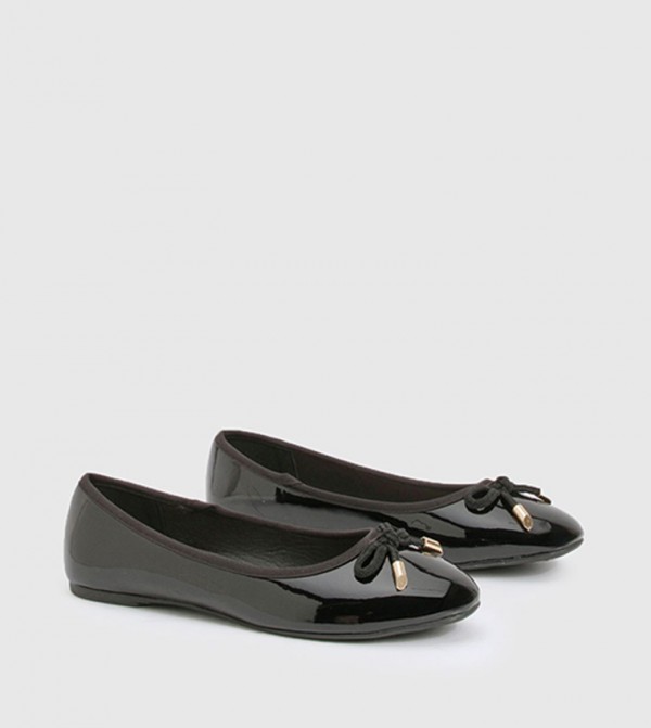 Bow Detail Patent Ballerinas