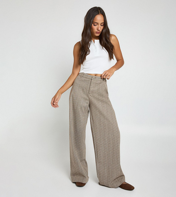 Herringbone Wide Leg Trousers
