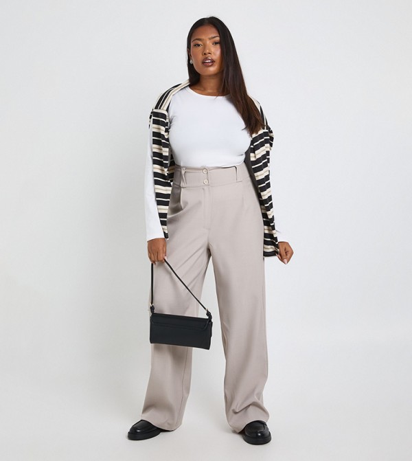 Curve Woven Tailored Barrel Leg Trousers