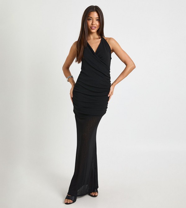 Halterneck Cowl Maxi Dress