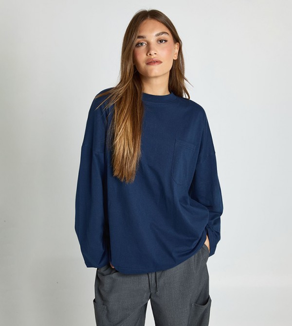 Pocket Front Long Sleeves Top