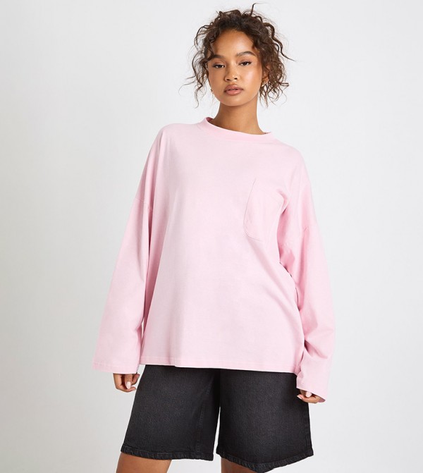 Pocket Front Long Sleeves Top