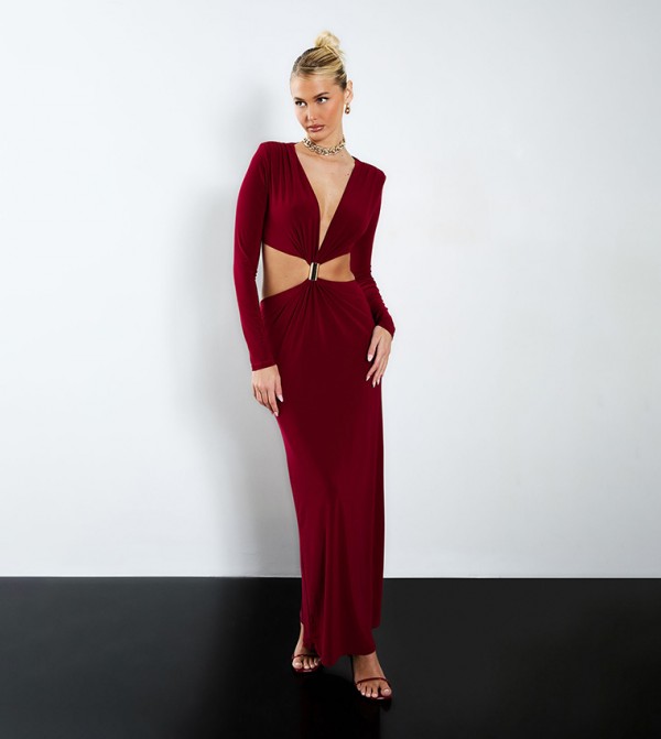 Trim Detail Cut-Out Maxi Dress