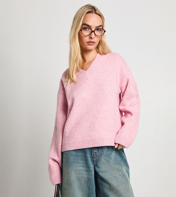V-Neck Oversized Knitted Sweater