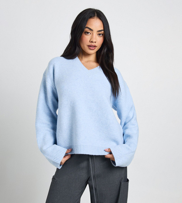 Oversized V-Neck Knitted Sweater