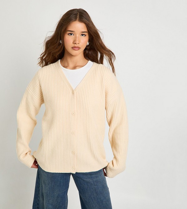 Chunky Ribbed Knit Oversized Cardigan