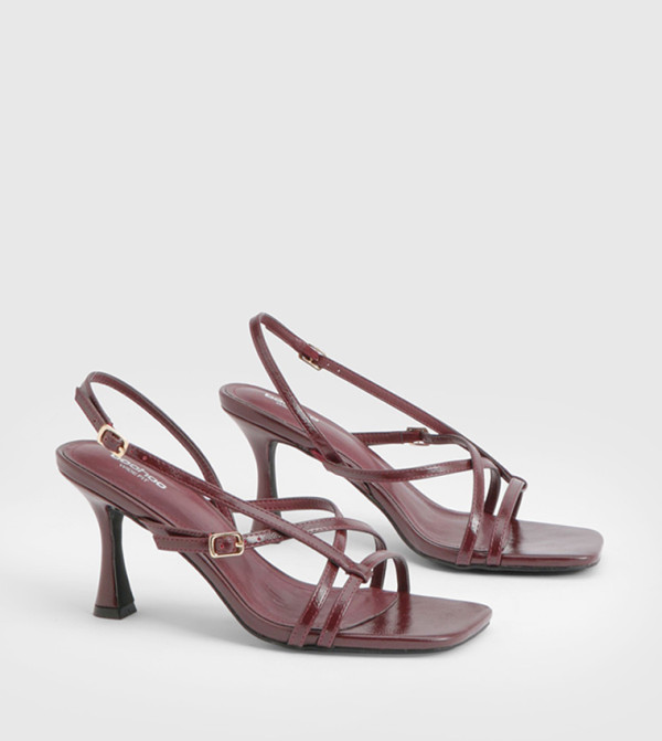 Wide Fit Asymmetric Buckle Detail Strappy Heels