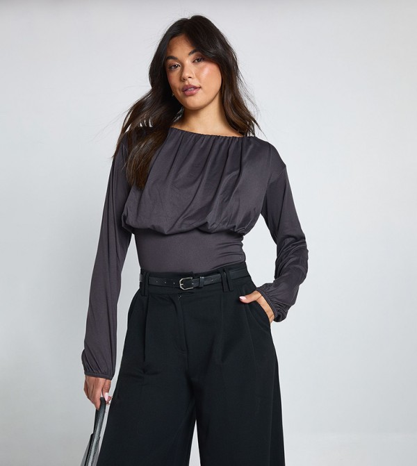 Super Soft Cinched Waist Long Sleeves Top