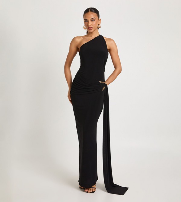 فستان ماكسي لف بكتف واحد 