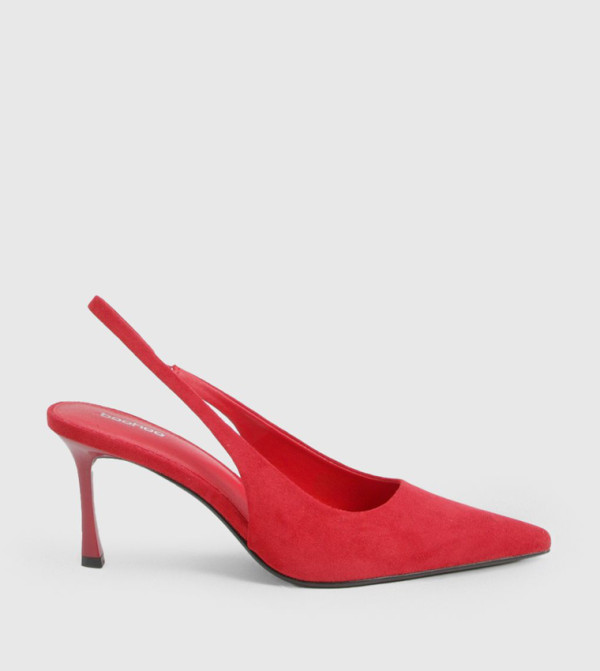 Faux Suede Pointed Toe Slingback Pumps