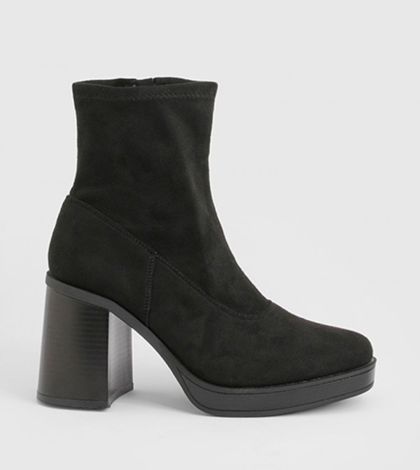 Faux Suede Block Heel Ankle Boots