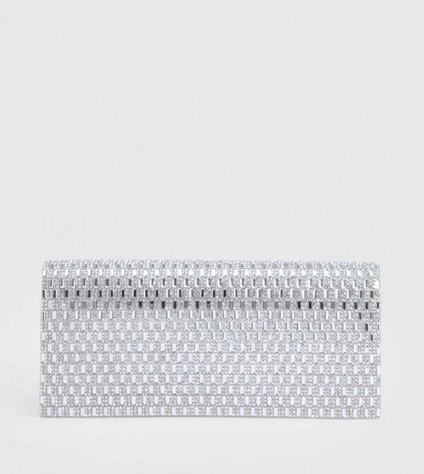 Hot Fix Embellished Structured Clutch Bag