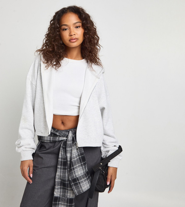 جاكيت بهودي وسحاب وخصر قابل للتعديل 