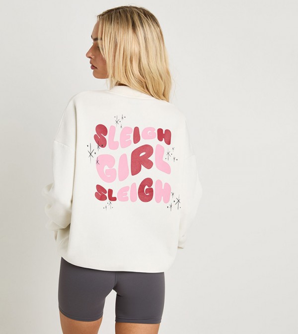 Sleigh Girl Pronted Oversized Sweatshirt