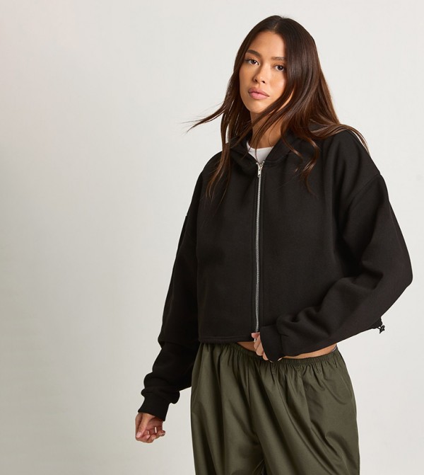 جاكيت بخصر قابل للتعديل بهودي وسحاب كامل 