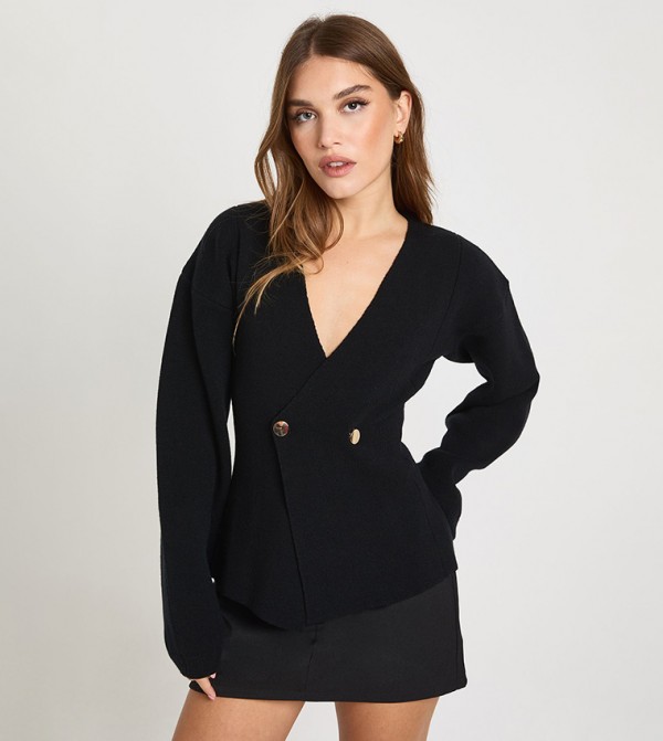Cinched Waist Detail Knitted Blazer