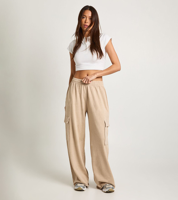 بنطال رياضي كارغو واسع مغسول 