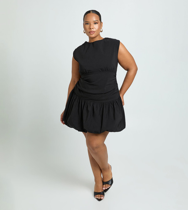 Curve Bengaline Puffball Skater Mini Dress