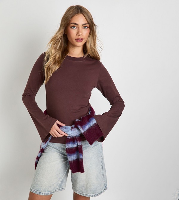 Cotton Flared Sleeves Top